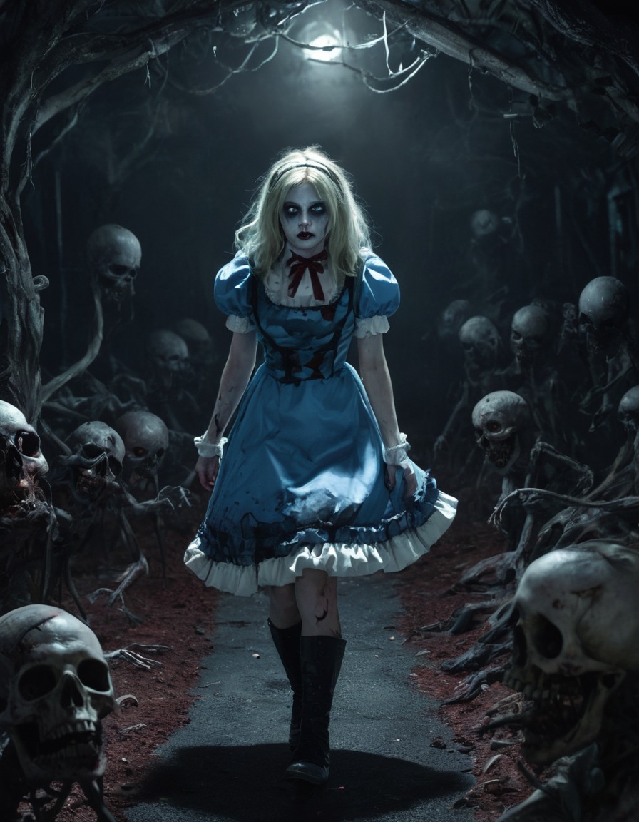 alice, wonderland, zombie, dark, twisted, fantasy