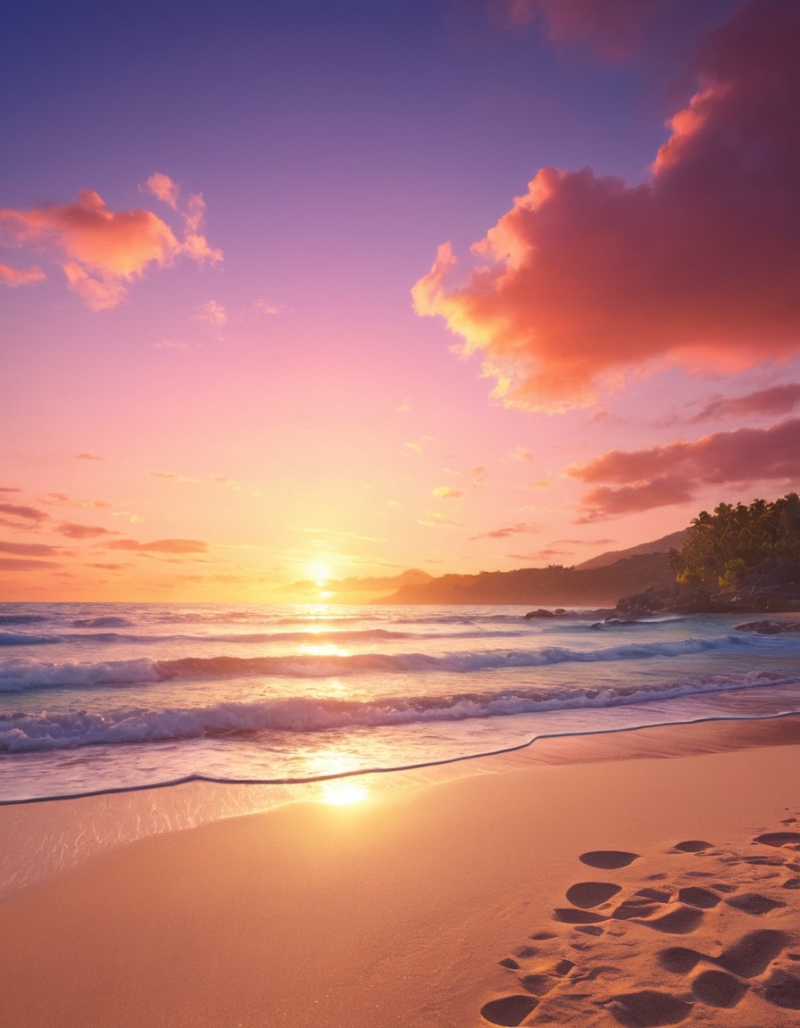 beach, sunrise, sky, tranquil, nature