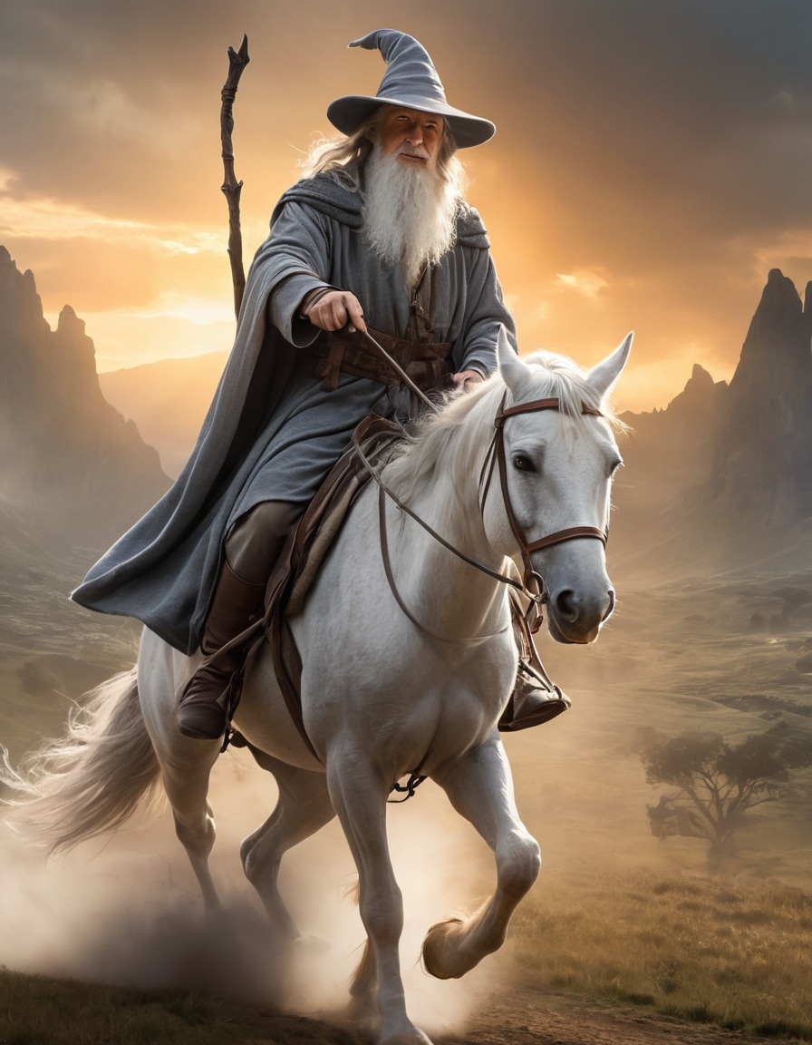 gandalf, shadowfax, horse, wizard, staff, fantasy, magical, john tolkien, tolkien