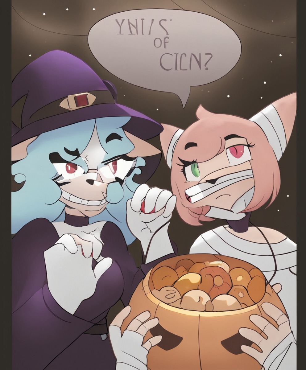 spooky, halloween, autumn, character, commission, couple, furry, furryanthro, furryfemale, halloweencostume, halloweenpumpkin, trickortreat, furrycharacter, commissionsopen, artworkdigital, furrycommission, furryadoptable, art