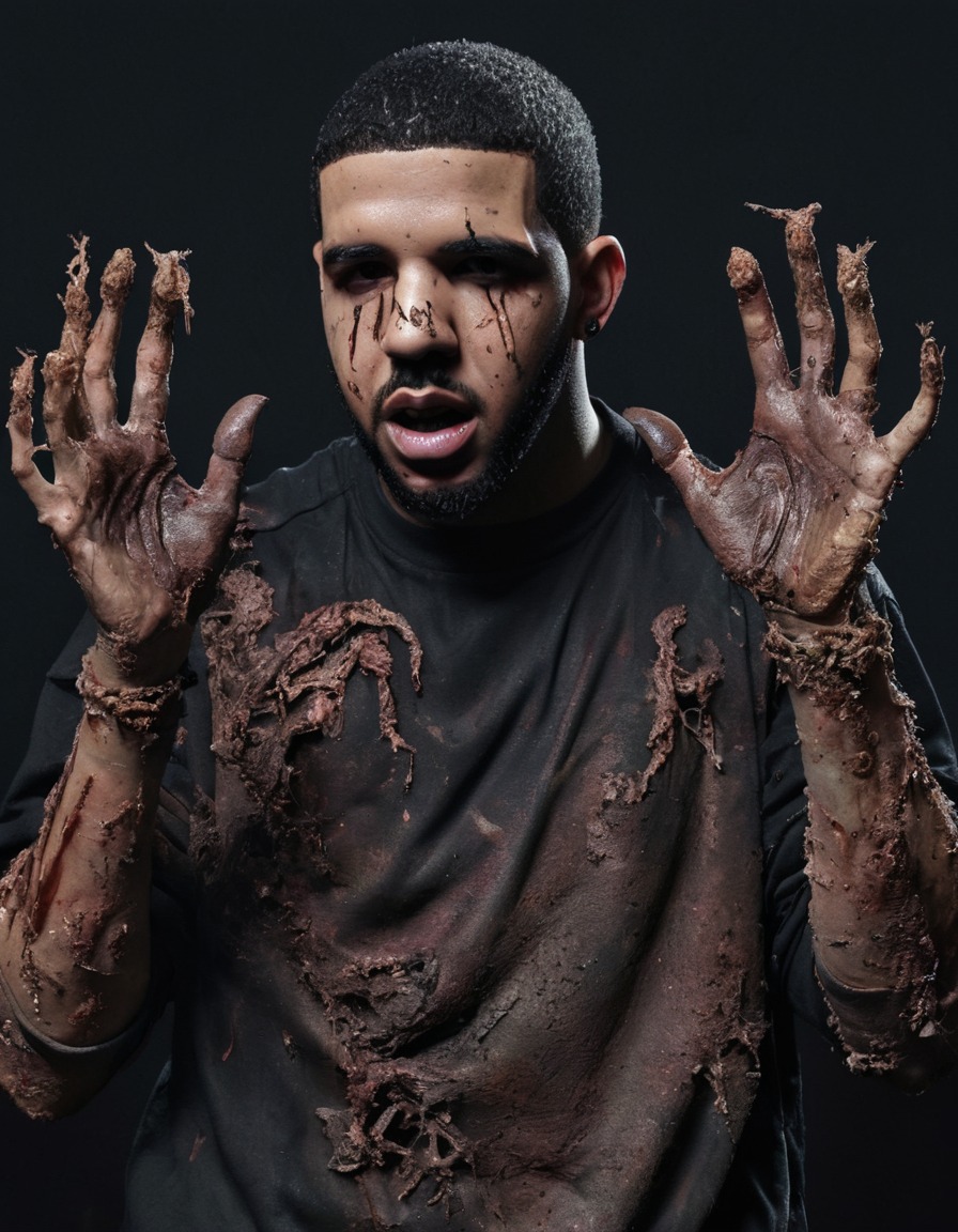 zombie, rapper, drake, decayed flesh, rotting hands, celebrities