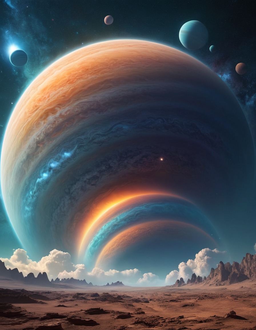 atmospheric, gas giant, sentient clouds, colors, peaceful drift, extraterrestrial, aliens