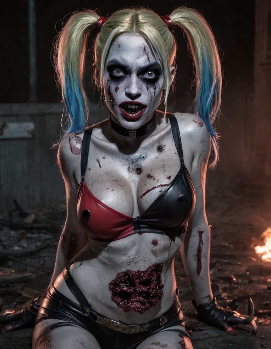 zombie, harley quinn, dc comics, undead, superhero, supernatural, horror