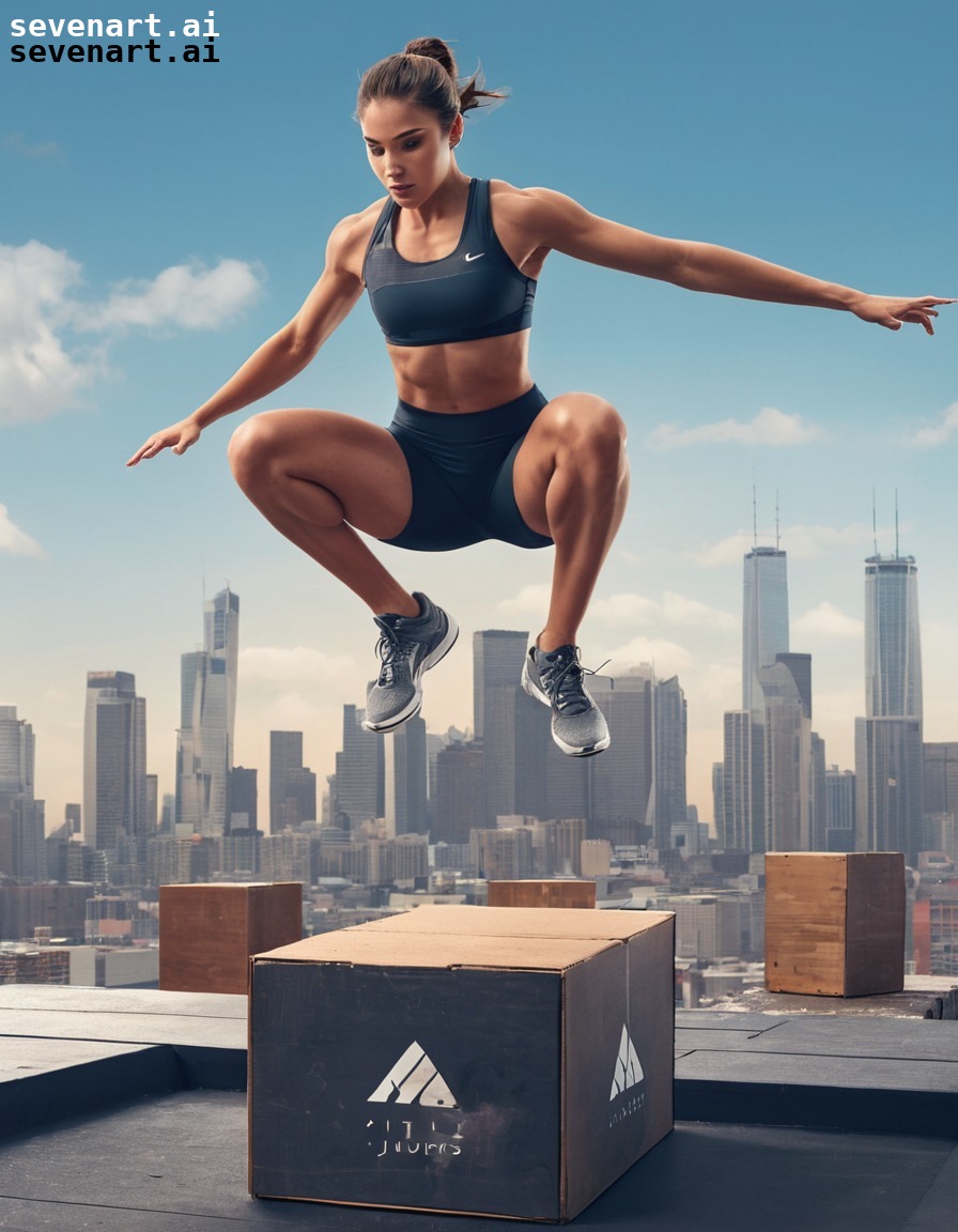 sportswoman, box jumps, rooftop, city skyline, exercise, woman sport, sport