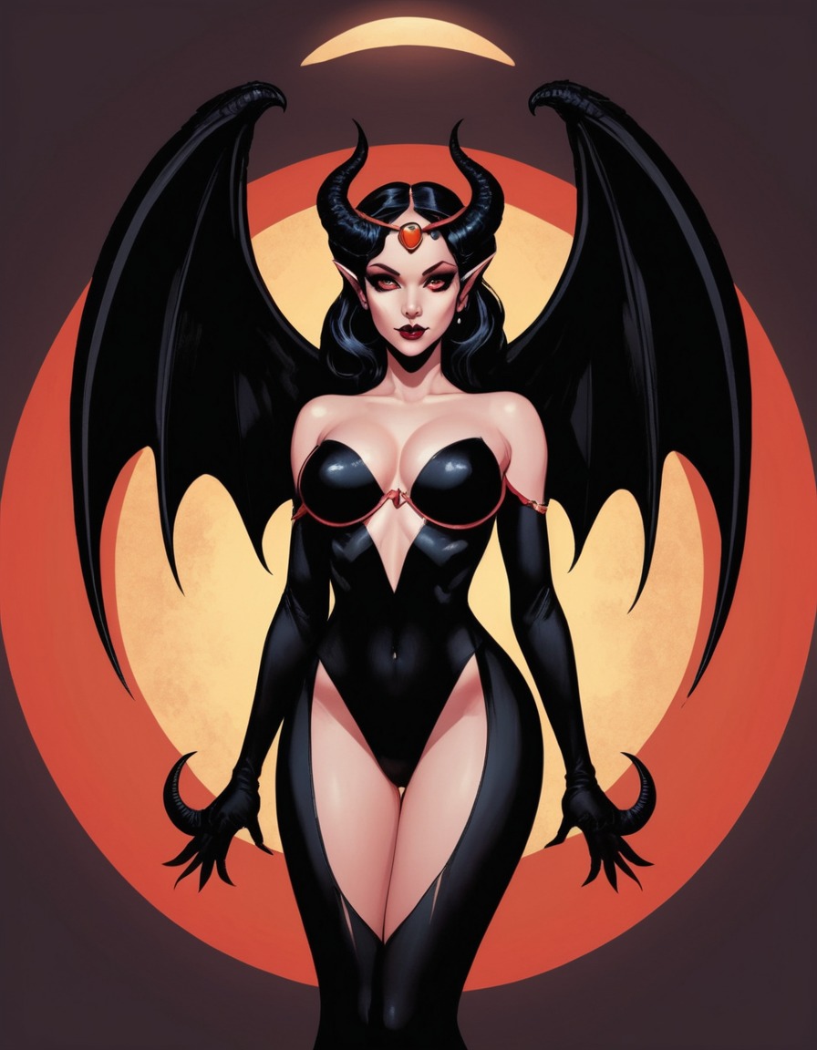 succubus, black wings, halo, desire