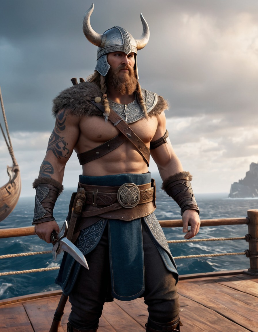 viking, warrior, assassin's creed valhalla, ship, battle, video game, computer games