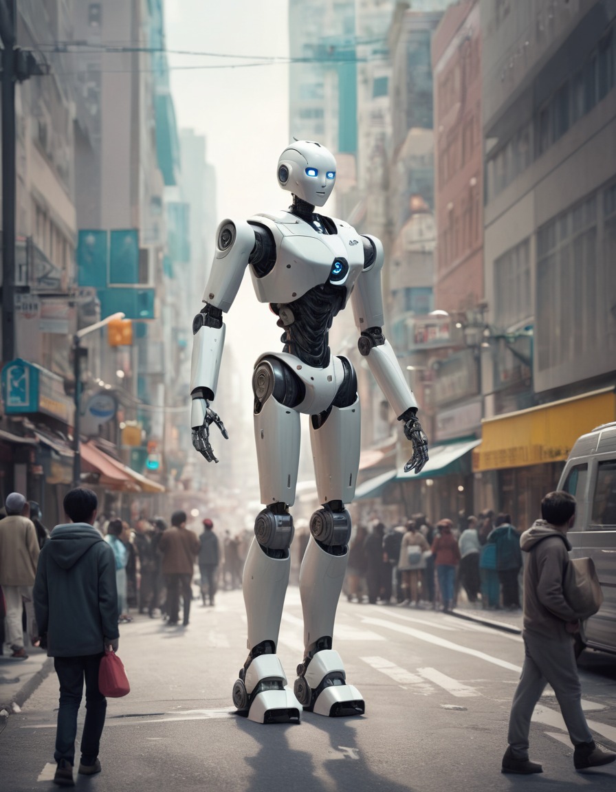 robot, humanoid, technology, city life, integration, future