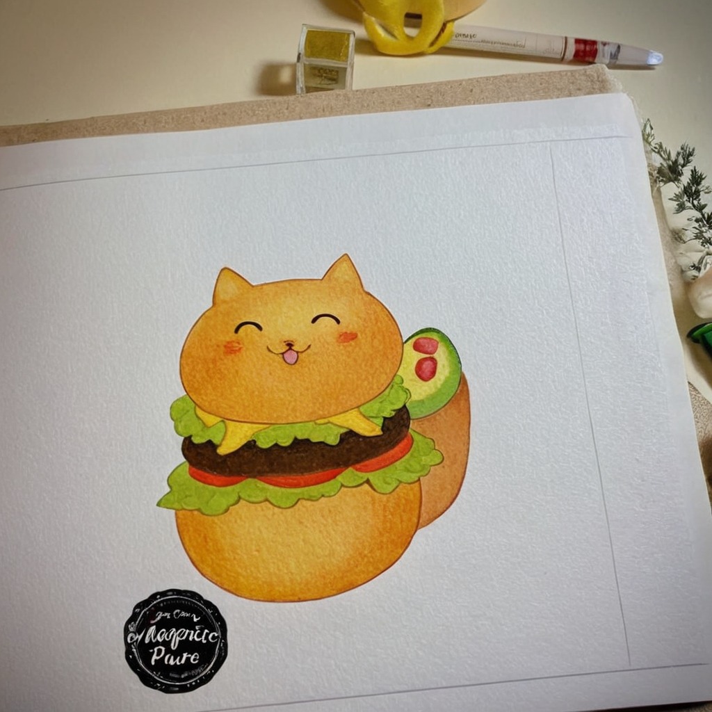 kitty, traditionalart, cat, cartoon, oilpainting, catburgertutorial