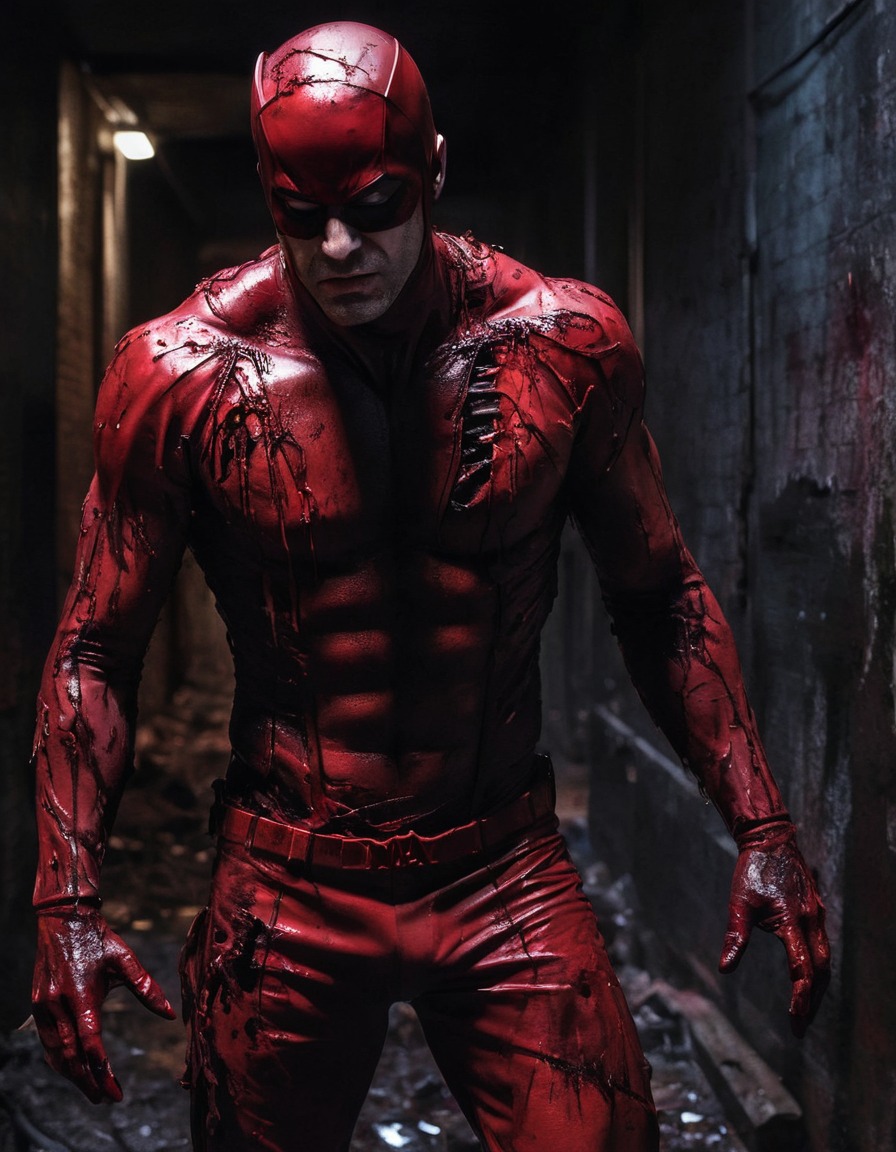 daredevil, zombie, dark alley, horror, marvel comics, superhero, decaying flesh, marvel