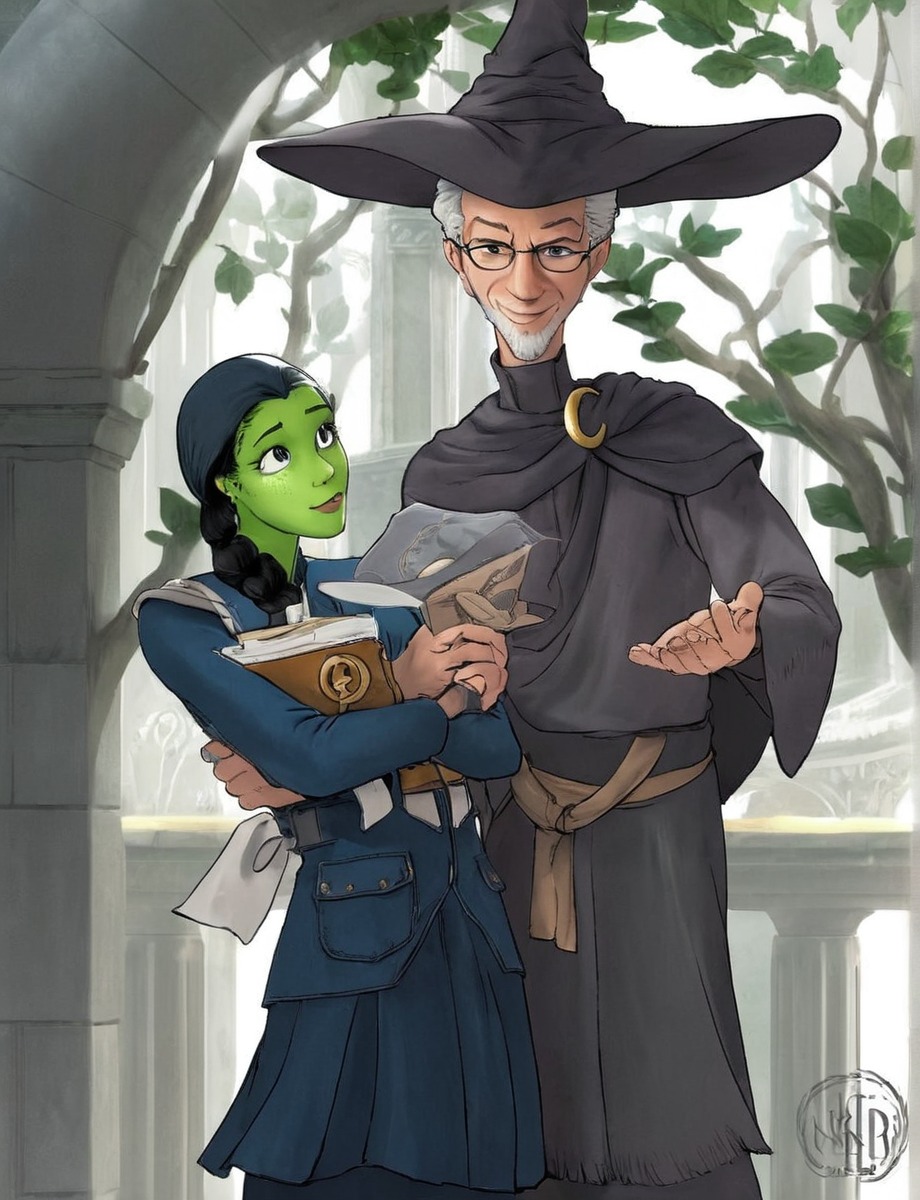 crossover, elphaba, grannyweatherwax, terrypratchett, wicked, elphabathropp, elphabawicked, crossoverfanart