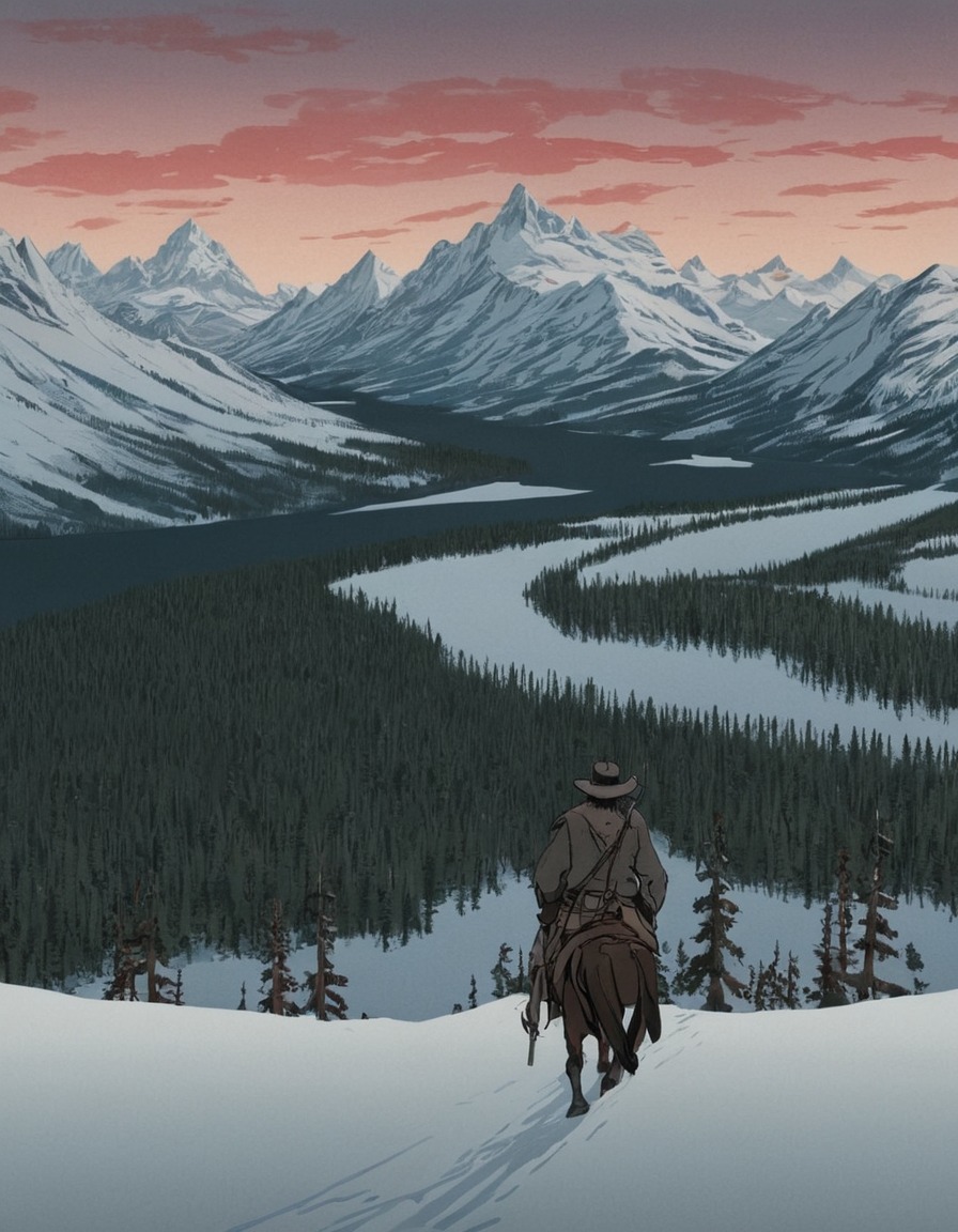 the revenant, leonardo dicaprio, movie, painted scene, wilderness, survival, gritty