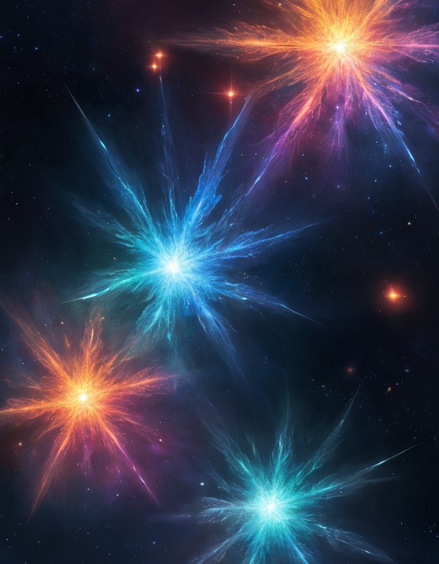 A cluster of crystalline star formations, each one shimmering with a ...