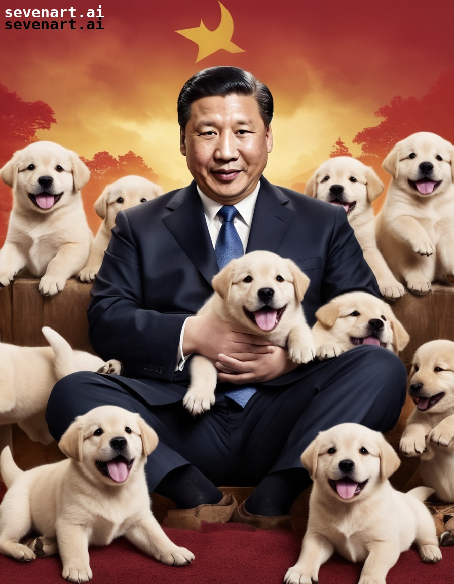 xi jinping, chinese president, puppies, playful, amusement, china