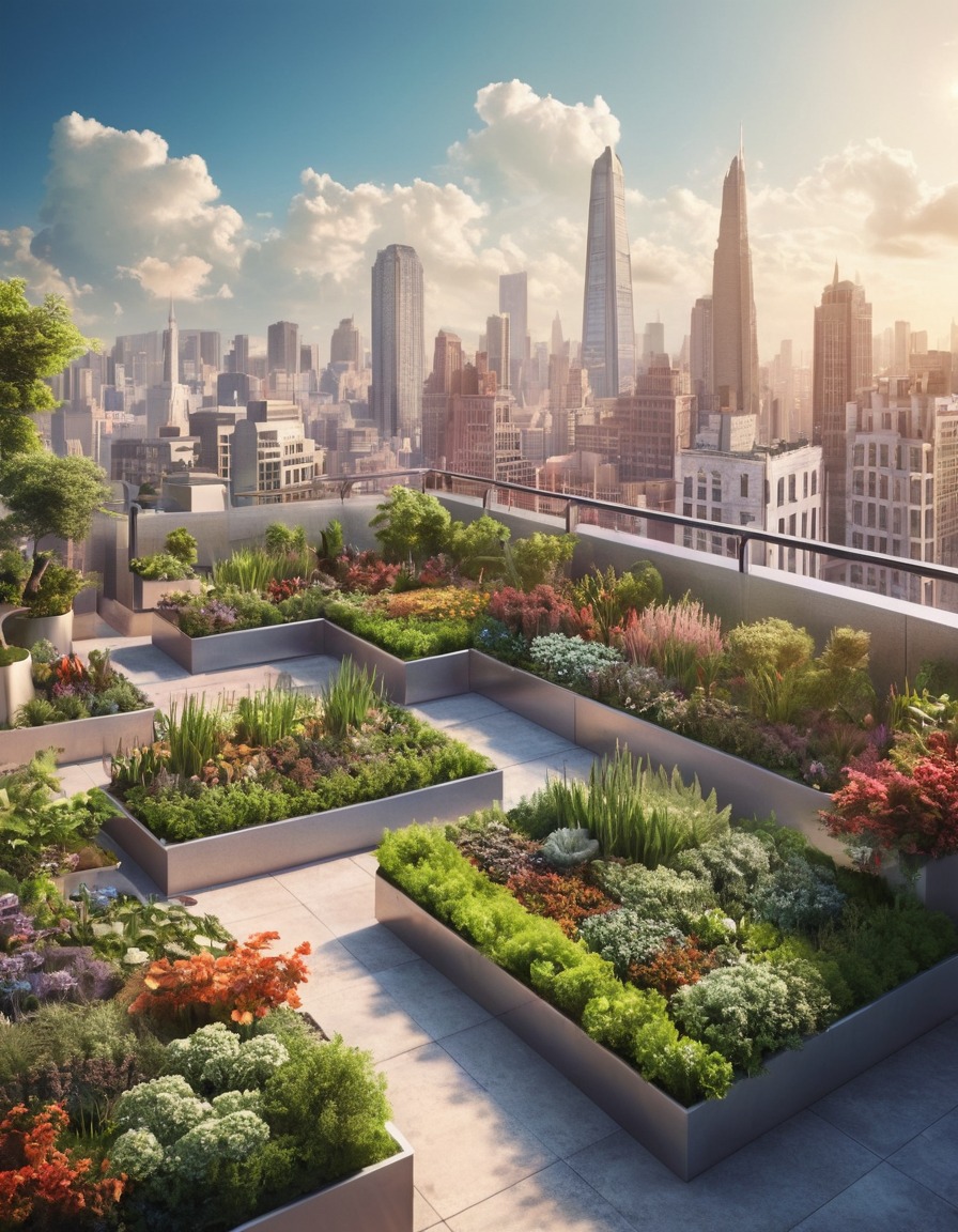 rooftop garden, cityscape, urban landscape, skyline, outdoor space, greenery, nature, city