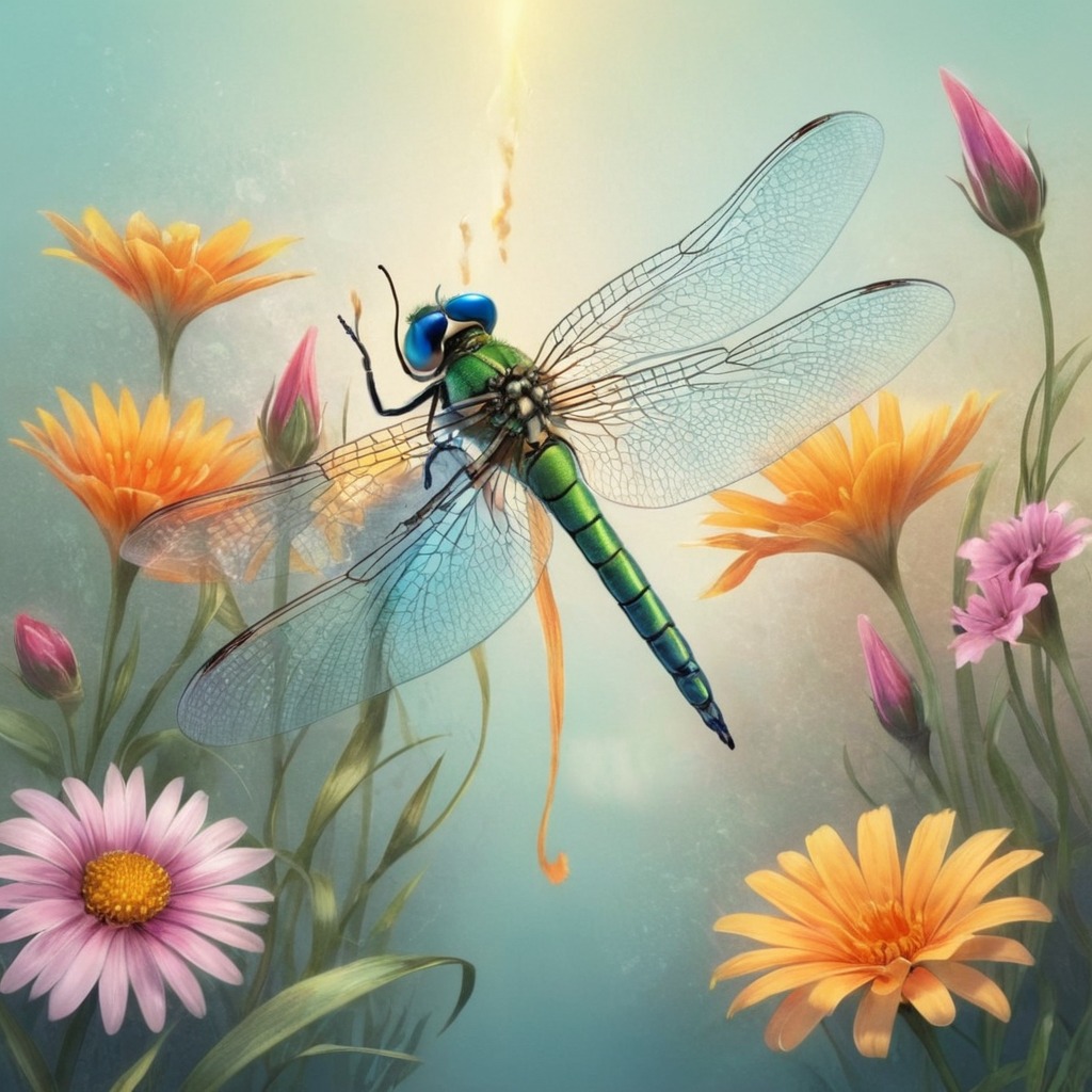 digitalart, fantasyart, digitalpainting, insect, butterflies, dragonfly