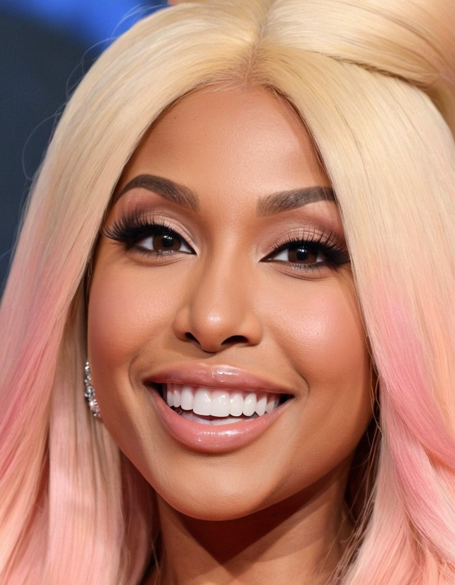 nicki minaj, facial features, celebrity, big nose, huge smile, forehead, eyes