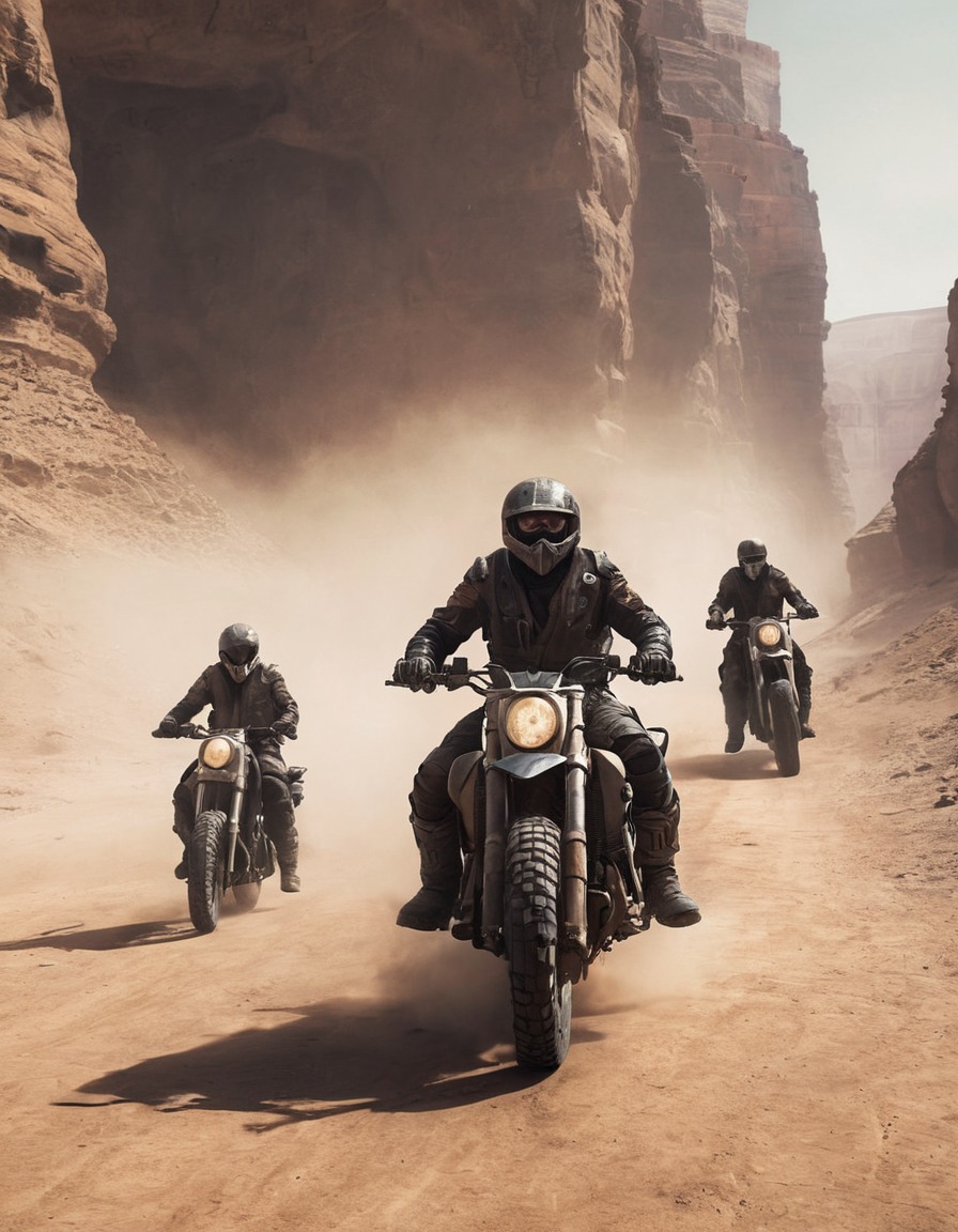 rebel, motorcycle, dusty canyon, adventure, uncertainty, mad max