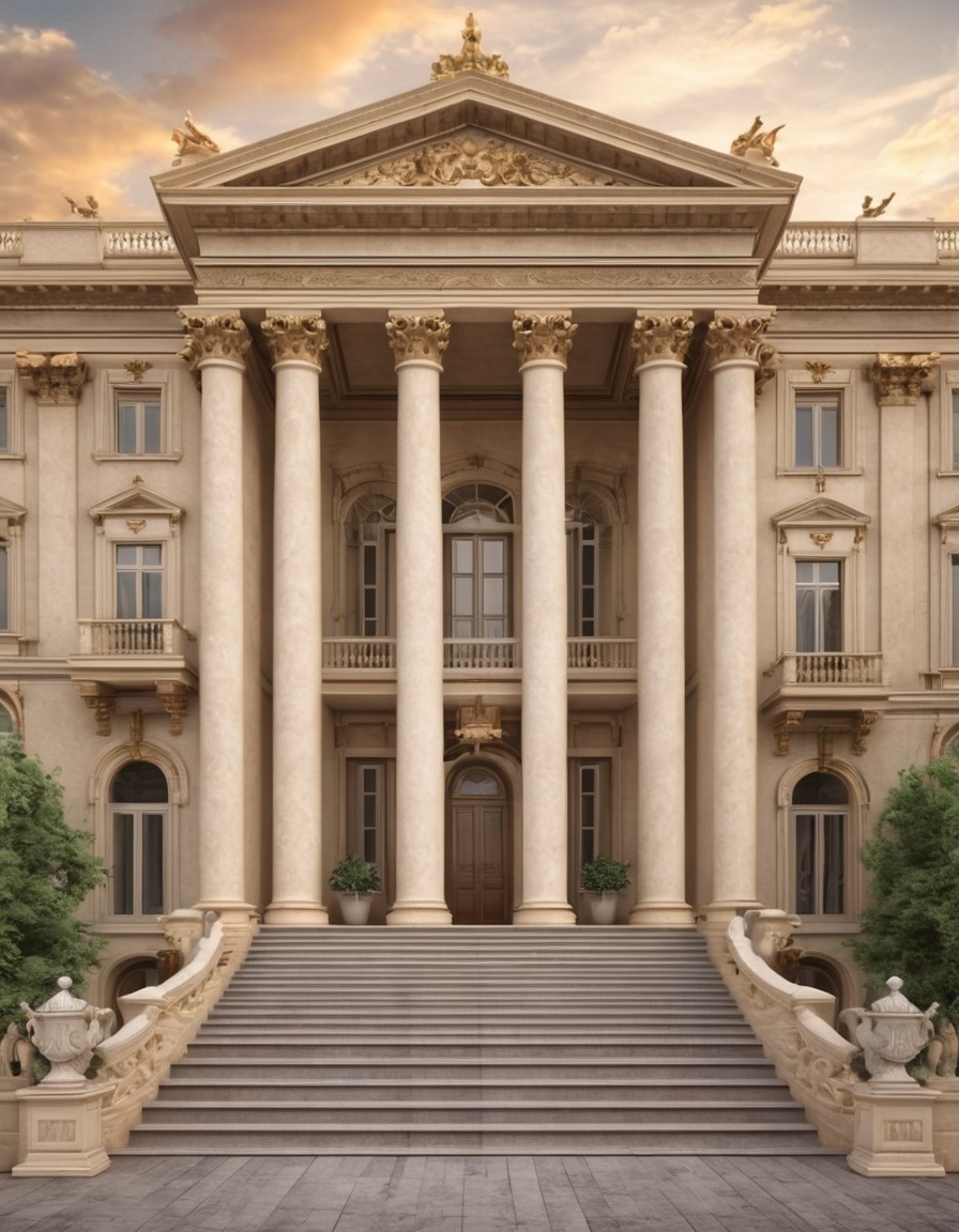 neoclassical, architecture, columns, symmetry