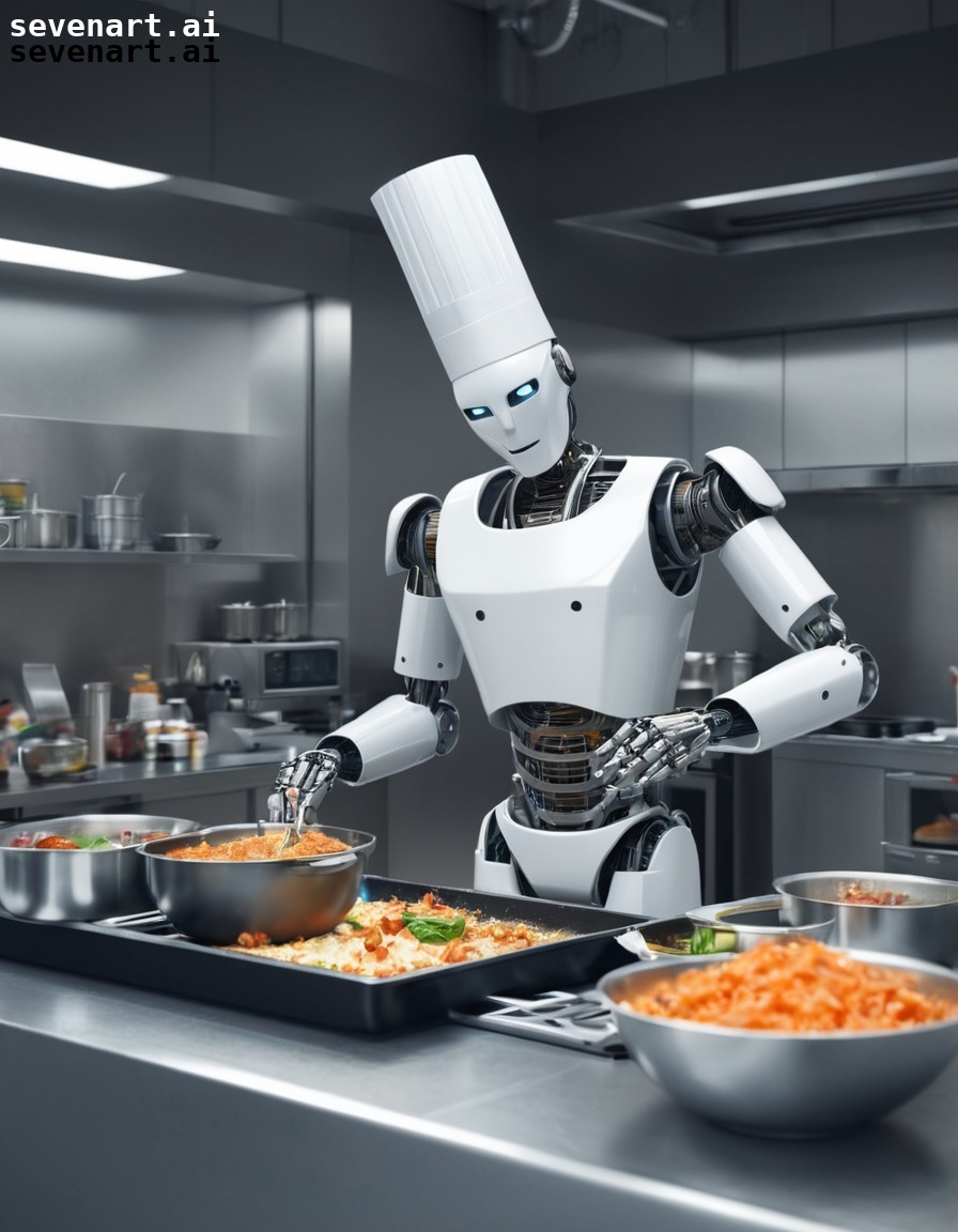 robot, chef, gourmet, meal, kitchen, robots