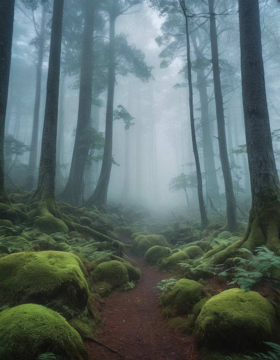 nature, fog, mystical, ancient, forest