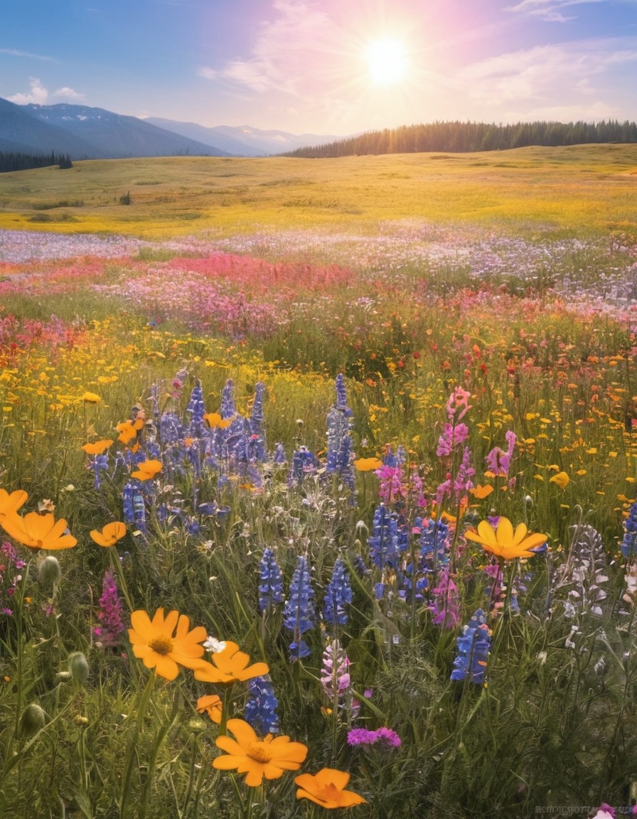 nature, wildflowers, field, vibrant, colorful