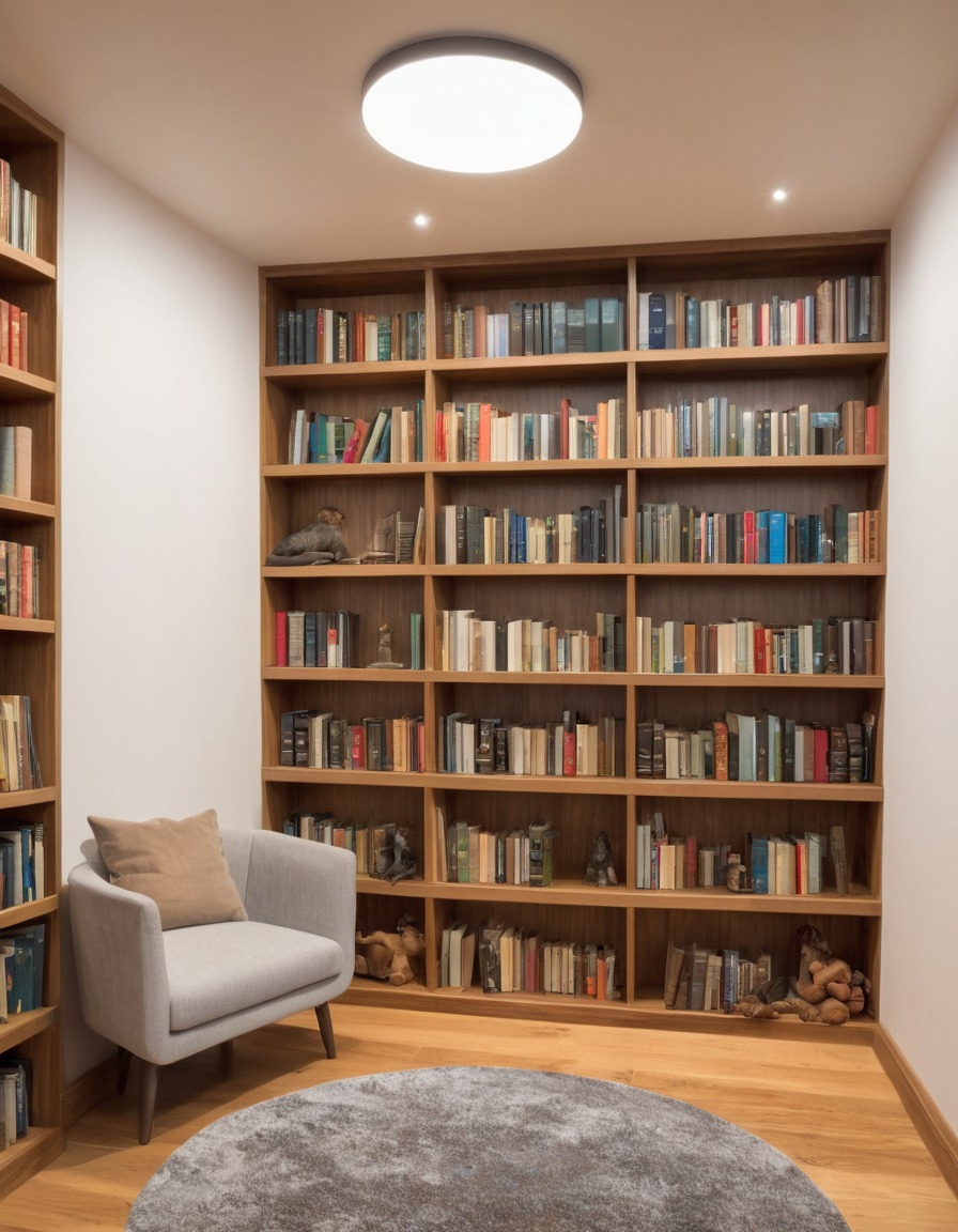 bookshelf, novels, reading nook, cozy, home, interior