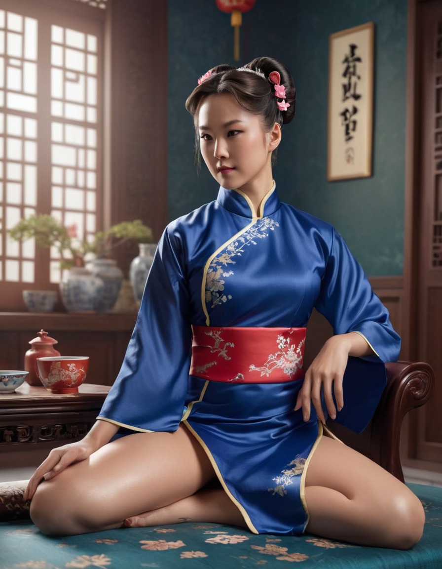 chun-li, qipao, traditional attire, martial arts, relaxation, games, girls from games