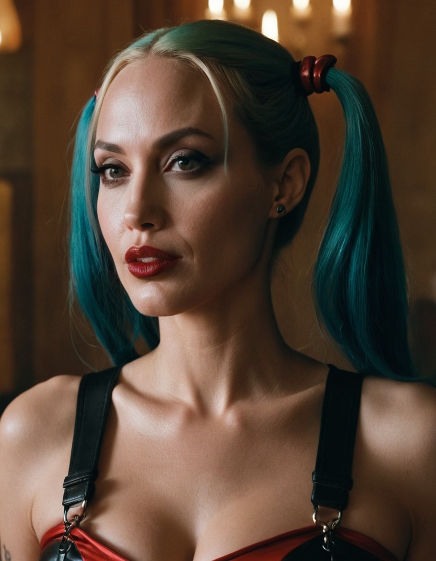 harley quinn, angelina jolie, dc comics, villain, actress