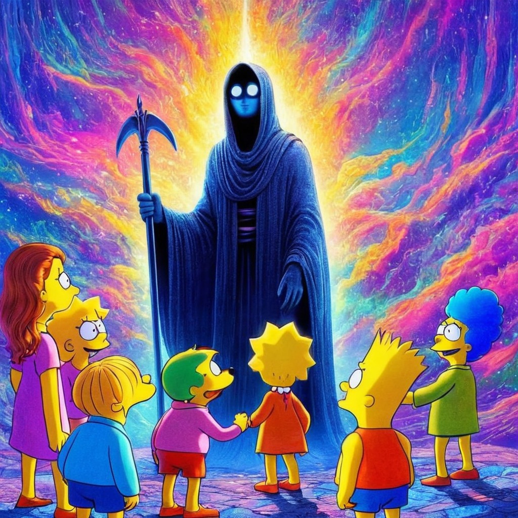 digitalart, cartoon, horror, fanart, 80s, simpsons, costumeparty