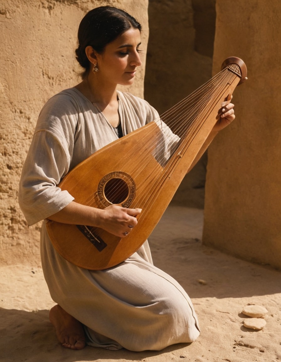 musician, lyre, ancient persia, 600 bc, music performance, cultural gathering, ancient history