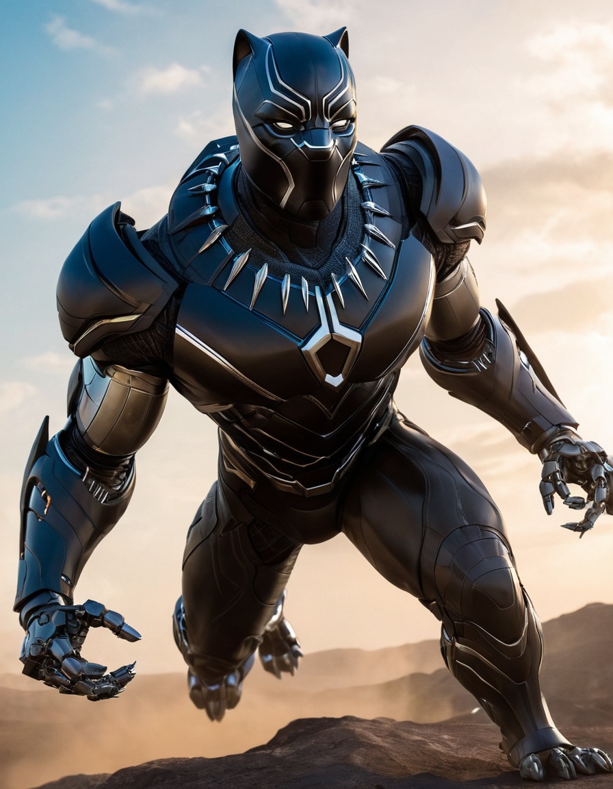 black panther, robot, fictional character, comics, marvel universe