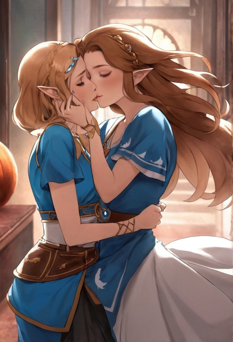 fanart, videogamefanart, loveromance, princesszelda, thelegendofzelda, yuri, zeldafanart, malonzelda, couplepairing