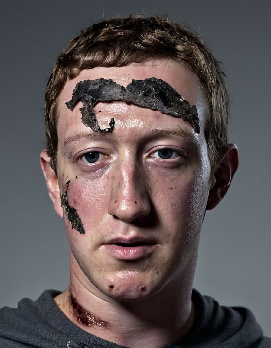 mark zuckerberg, dystopian, technology, horror, digital art, zombie, celebrities