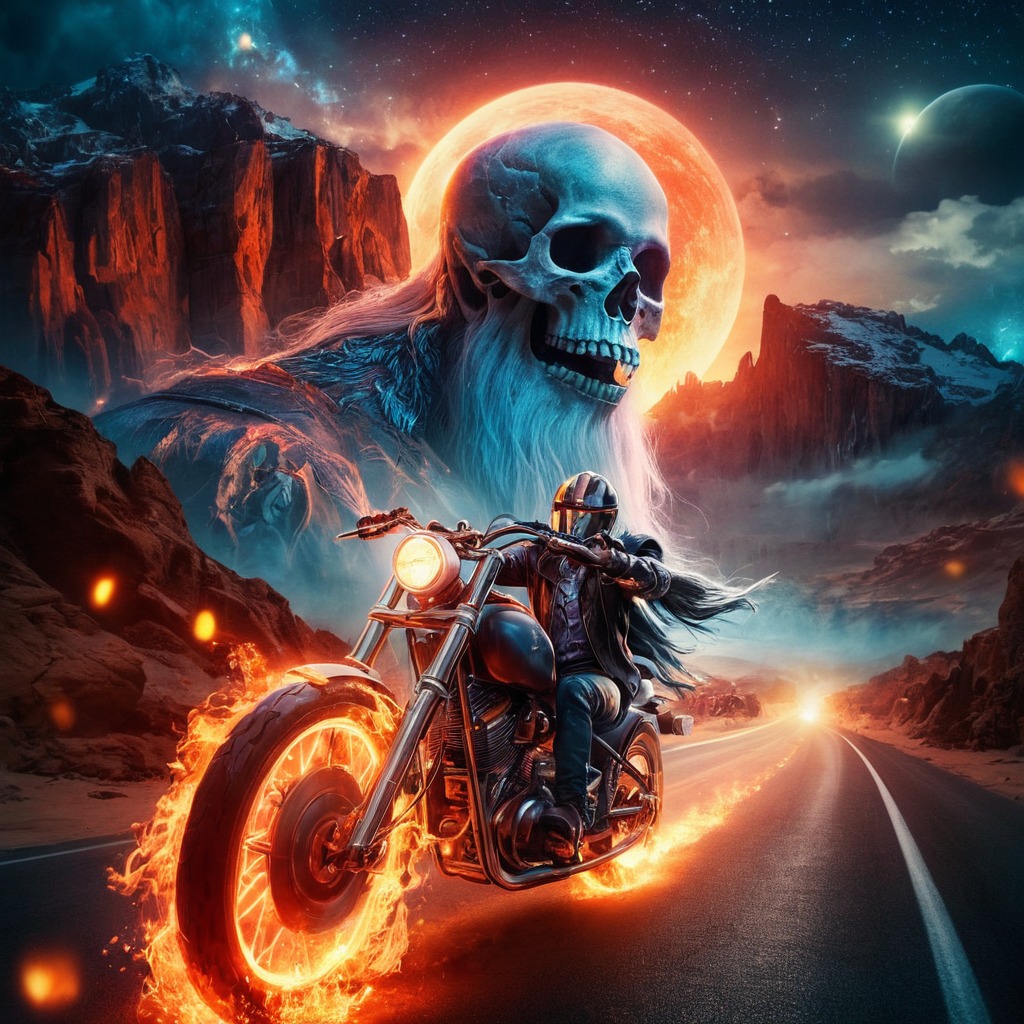 digitalart, fantasyart, digitalpainting, horror, wallpaper, conceptart, drama, wallart, motorcycle, 80s, fanart, characterdesign, pixelart, highwaytohell