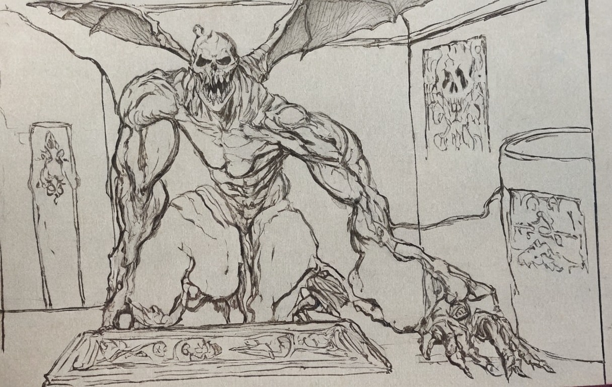 pencildrawing, coffee, demonic, office