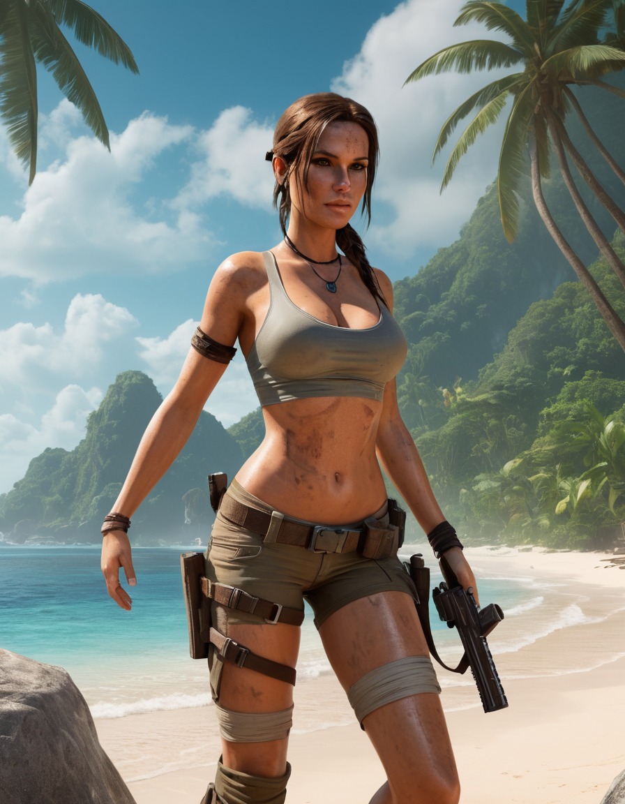 beach, vacation, lara croft, tomb raider, bikini, games, girls from games