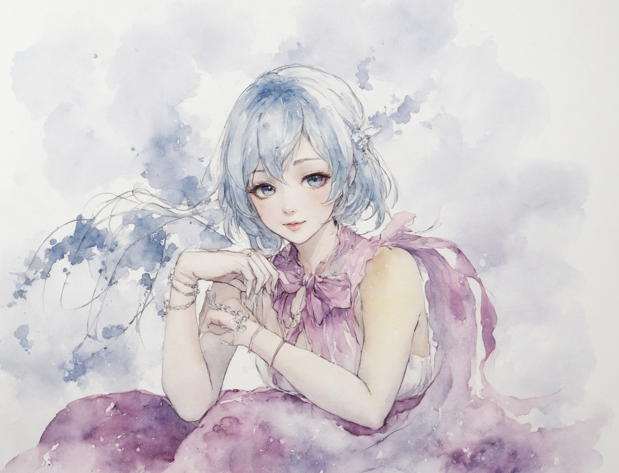 illustration, watercolor, touhou, touhou project, 東方project, sagume kishin, touhou sagume, art, game, watercolor art