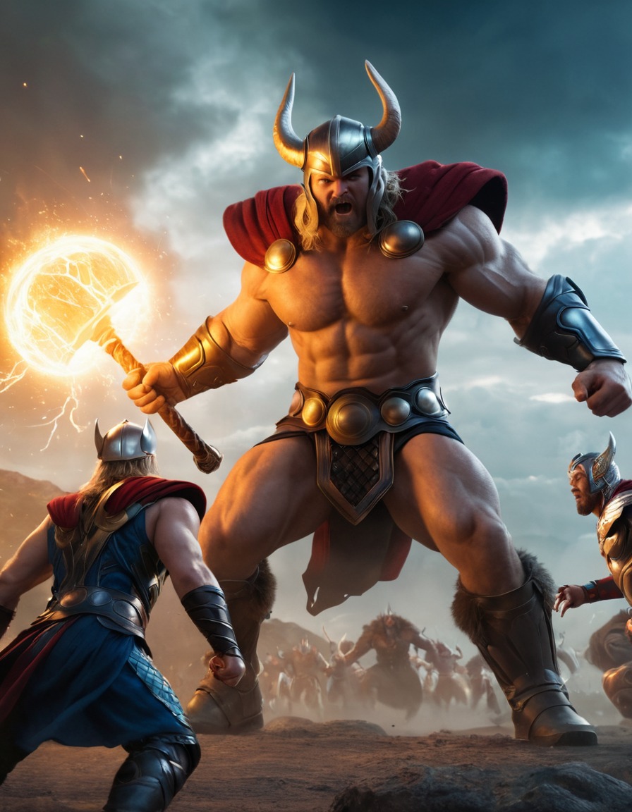 thor, epic, fight scene, monsters