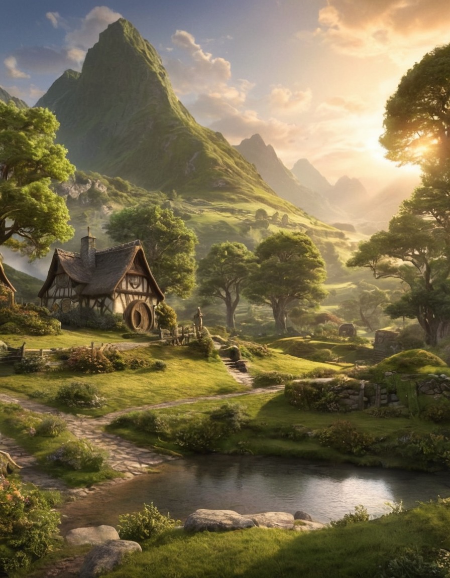 shire, the lord of the rings, fantasy, tranquil, mystical landscape, john tolkien, tolkien