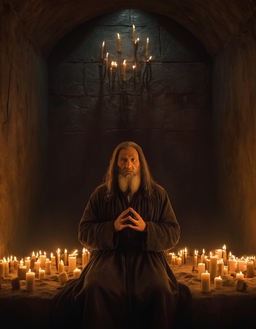 leonardo da vinci, candlelight, underground chamber, mystery