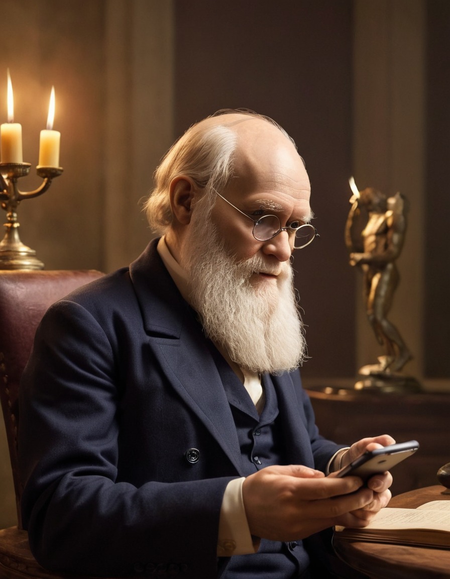 charles darwin, smartphone, research, evolution