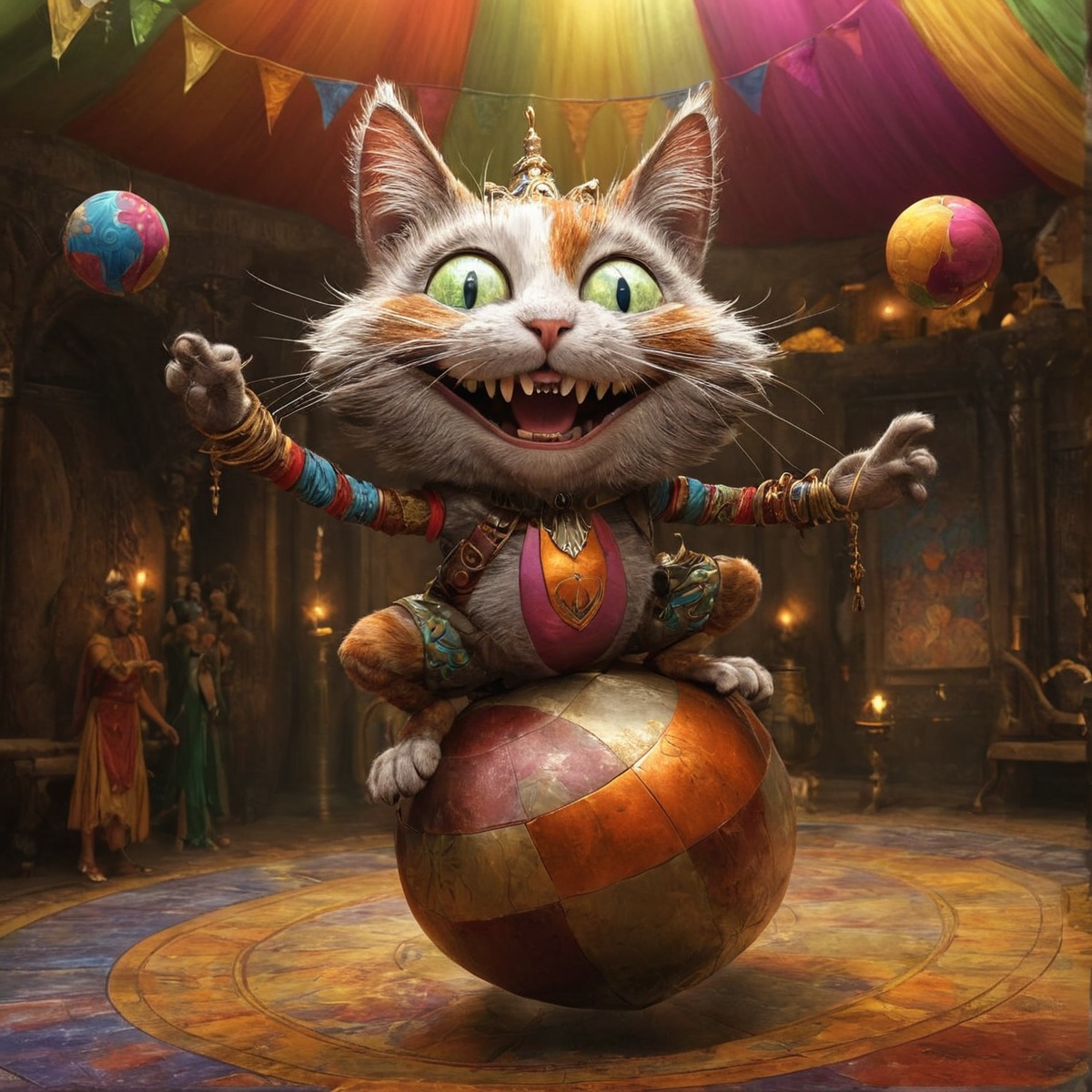 digitalart, digitalpainting, cat, circus, crazy, dailychallenge, aiartcommunity, midjourney, midjourneyai, midjourneyart, midjourneyartwork, midjourneyaiart, midjourneycommunity