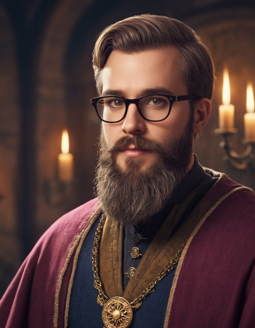 hipster, beard, glasses, medieval, noble, art