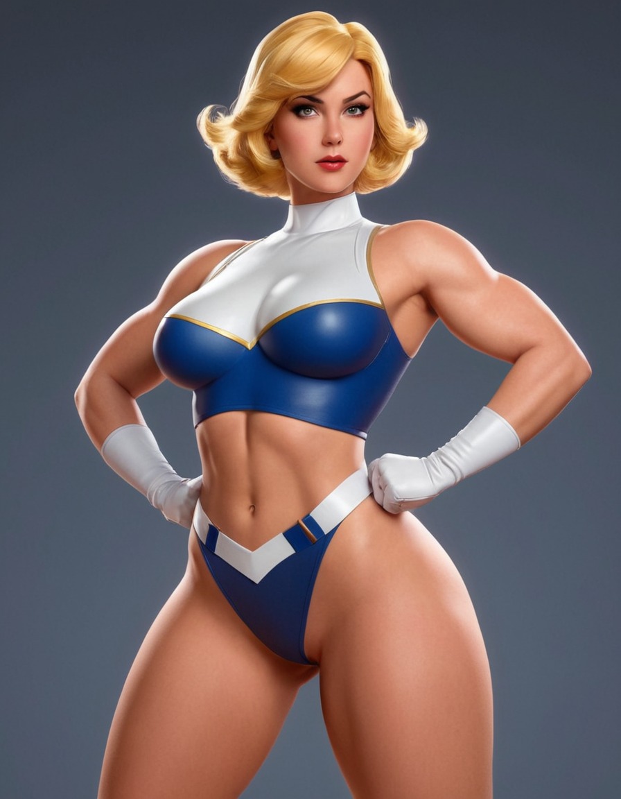 power girl, confident, powerful, superhero, determined, sexy, painted