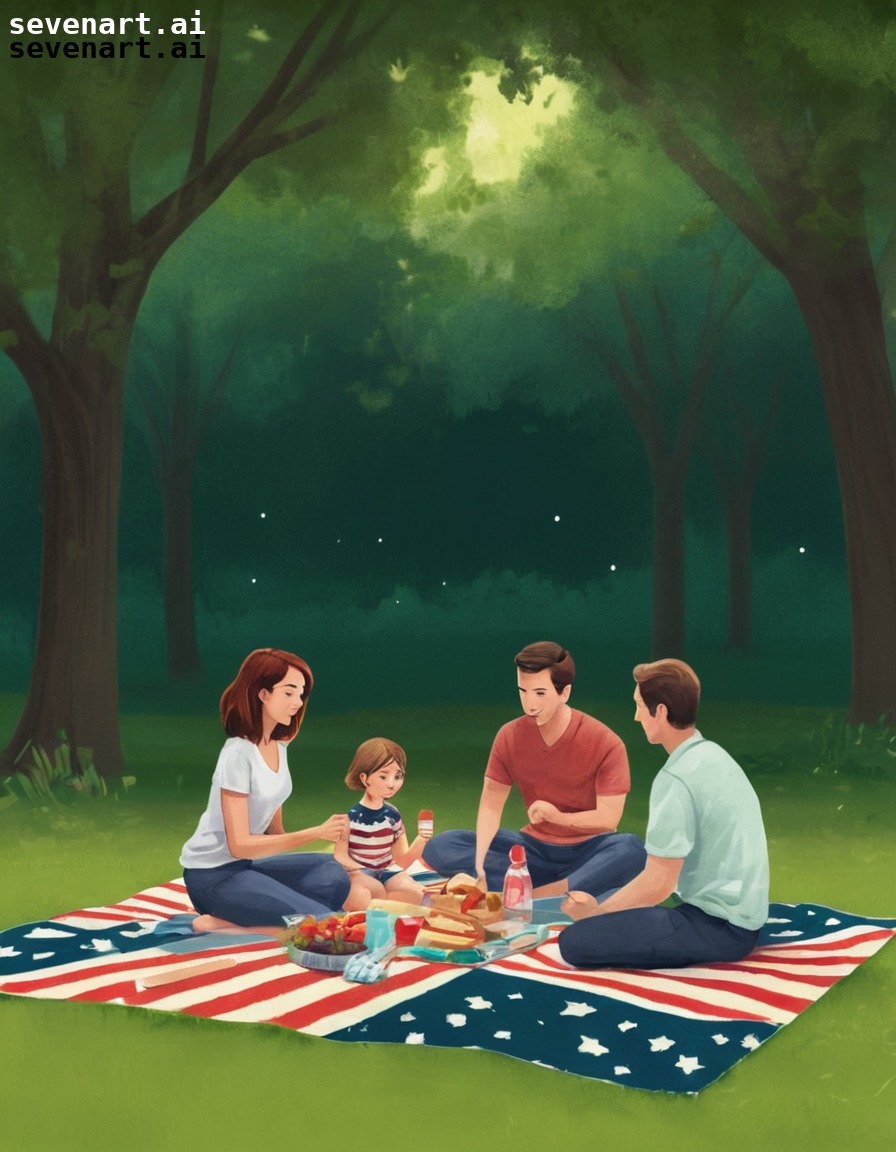 family, picnic, park, leisure, patriotism, usa