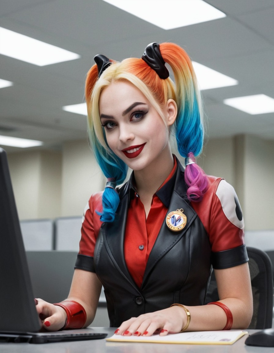 harley quinn, dc comics, villain, workplace comedy, superhero, comic book character, office life