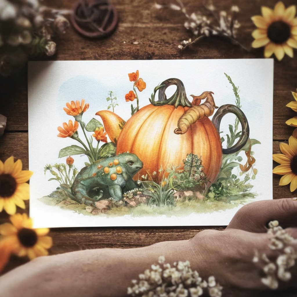 autumn, fall, frog, pumpkin, snail, traditional, watercolor, witchy, goblincore, drawingsandpaintings