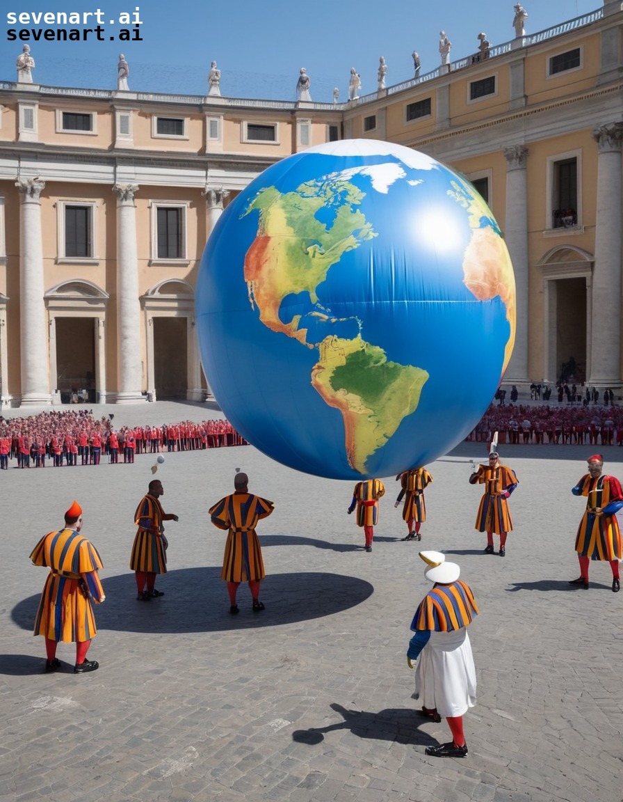 vatican, swiss guard, soccer, pope francis, inflatable globe