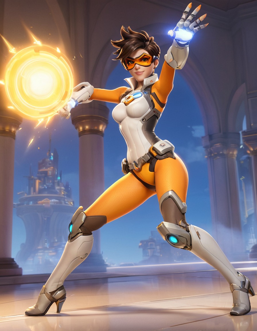 tracer (overwatch), overwatch, video games, shooter, time travel, british character, female character