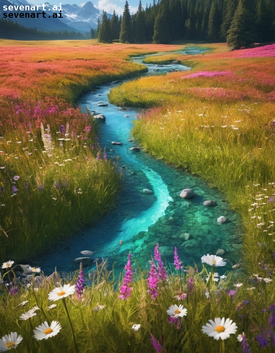 nature, stream, meadow, peaceful, serene